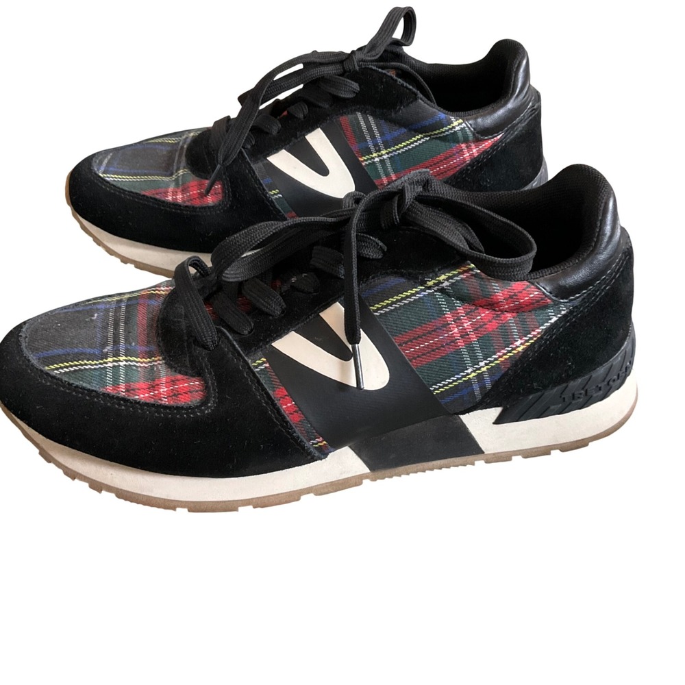 Tretorn Loyola 2 Sneakers Womens 9 Black Red Plaid Suede Low Top WTLOYOLA2